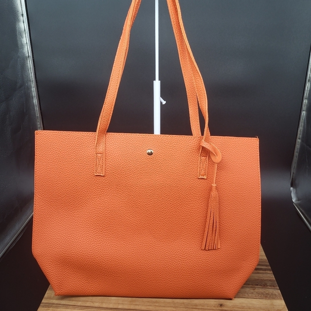 2-Pack Vegan Tote Bags, 1 Orange & 1 Gray, Large & Lightweight, 17×12×4, NWOT